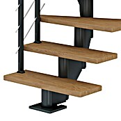 Dolle Mittelholmtreppe Hamburg (Breite: 85 cm, 1/4-gewendelt, Anthrazitgrau, Farbe Stufen: Eiche Natur, Geschosshöhe: 259 cm - 301 cm) | BAUHAUS