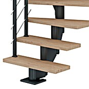 Dolle Mittelholmtreppe Hamburg (Breite: 75 cm, 1/4-gewendelt, Anthrazitgrau, Farbe Stufen: Eiche Weiß, Geschosshöhe: 278 cm - 322 cm) | BAUHAUS