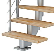 Dolle Mittelholmtreppe Hamburg (Breite: 75 cm, 1/4-gewendelt, Perlgrau, Farbe Stufen: Buche Natur, Geschosshöhe: 222 cm - 258 cm) | BAUHAUS