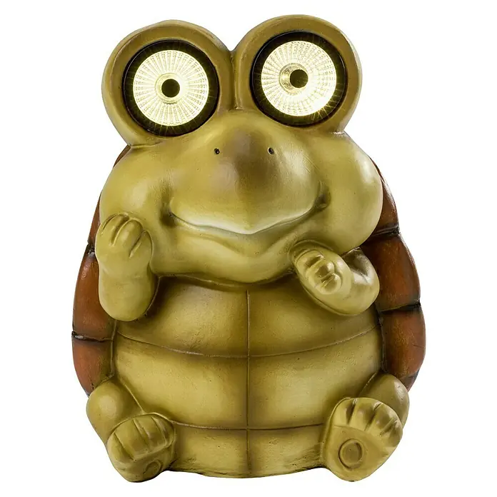 BAUHAUS Solar-Dekoleuchte - Lichtfarbe: Warmweiß, 24 x 27 x 35 cm, Schildkröte - Niedliche Schildkröten-Gartenfigur mit Solaraugen, die eine warme Atmosphäre schafft. Perfekt für die Dekoration von Außenbereichen.
