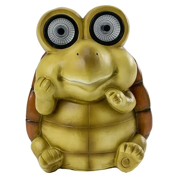 BAUHAUS Solar-Dekoleuchte - Lichtfarbe: Warmweiß, 24 x 27 x 35 cm, Schildkröte - Gelbe Schildkröten-Gartenfigur mit Solaraugen. Verschönern Sie Ihren Garten mit dieser freundlichen Dekoration.