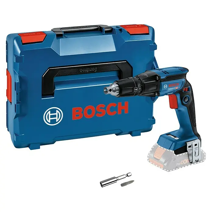 Bosch Professional AMPShare 18V Atornillador para placas de yeso de batería GTB 18V-45 - 18 V, Sin batería, Número de revoluciones de marcha en vacío 1ª marcha: 4.500 r.p.m. - Atornillador para paneles de yeso a batería Bosch GTB 18V-45 con caja de herramientas azul. Perfecto para aplicaciones de paneles de yeso.