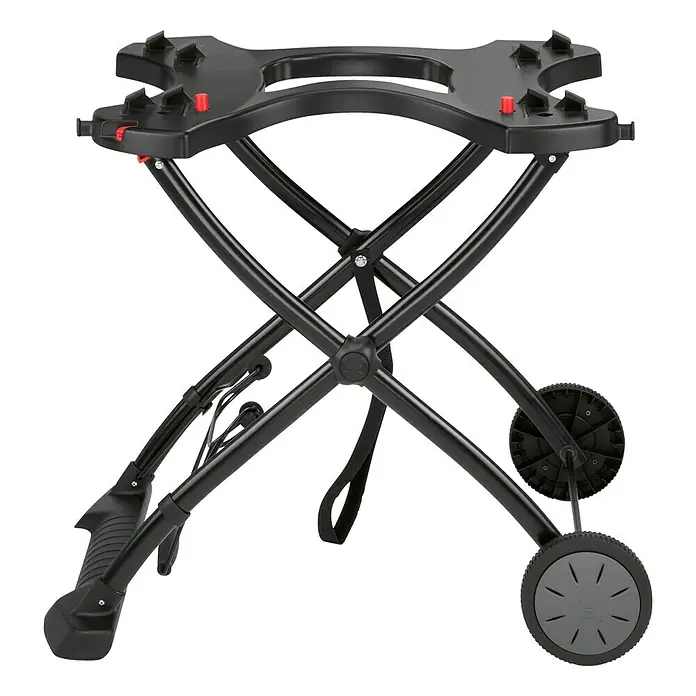 Weber Carro con ruedas para barbacoa - Específico para: Serie de barbacoa Q1000 / Q2000 - Soporte portátil para parrilla: Estructura negra resistente con ruedas y asa para facilitar el transporte y una colocación segura de la parrilla.