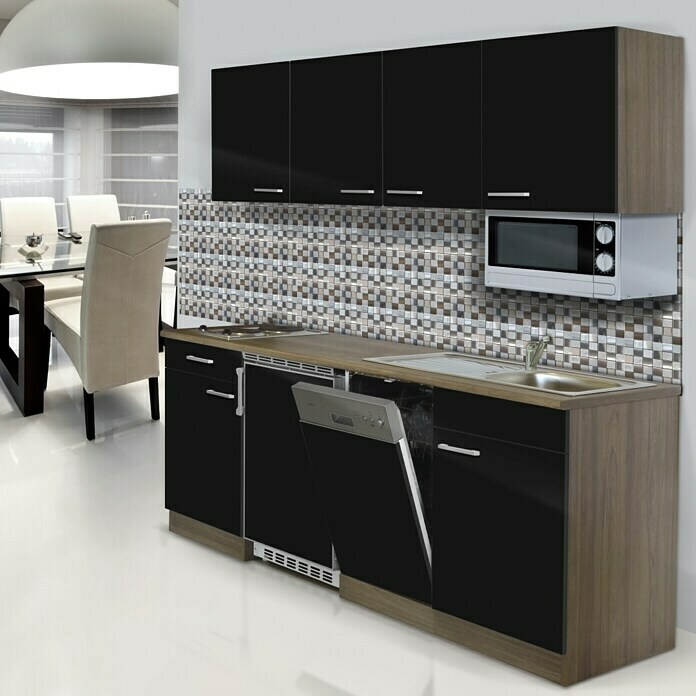 Respekta Cocina (195 cm, Con placa vitrocerámica, Negro)