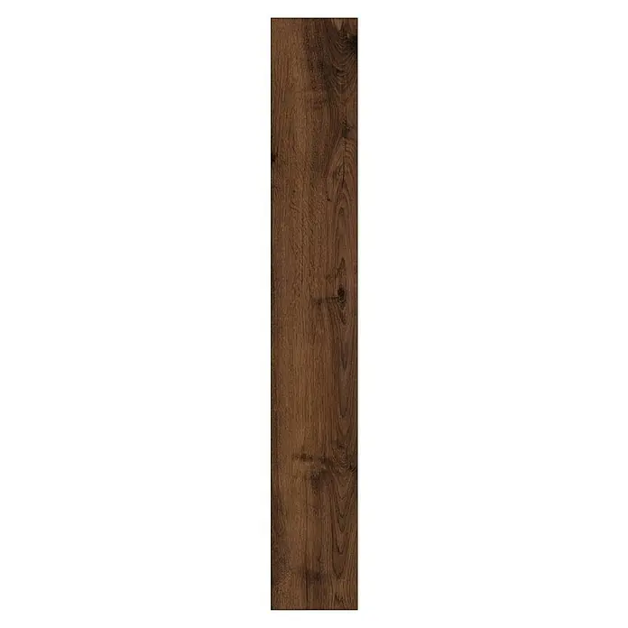 LOGOCLIC Designboden Element Flex - Eiche Delania, Landhausdiele, 1.288 x 239 x 7 mm - Nahaufnahme eines Paneels aus warmem, braunem Holz mit deutlicher Maserung und natürlicher Textur für Bodenbeläge oder Wandverkleidungen.