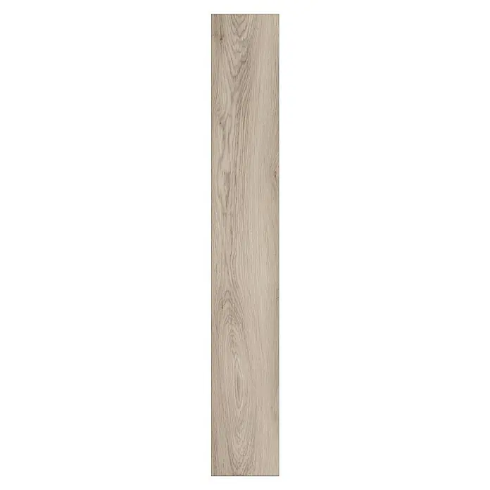 LOGOCLIC Designbodenmuster Element Flex Eiche Callida297 x 239 x 7 mm, Landhausdiele - Nahaufnahme einer einzelnen Diele aus hellem Laminatboden mit Maserung für ein modernes Wohnambiente.