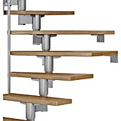 Dolle Mittelholmtreppe Cork (Breite: 79 cm, 1/4-gewendelt, Perlgrau, Farbe Stufen: Eiche Natur, Geschosshöhe: 222 cm - 270 cm) | BAUHAUS