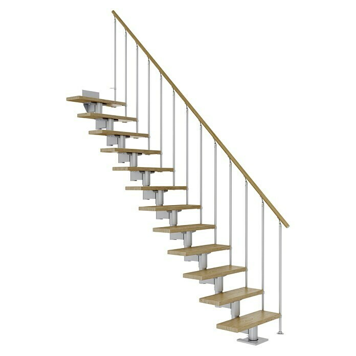 Dolle Mittelholmtreppe Cork (Breite: 79 cm, Gerade, Perlgrau, Farbe Stufen: Eiche Natur, Geschosshöhe: 259 cm - 315 cm) | BAUHAUS