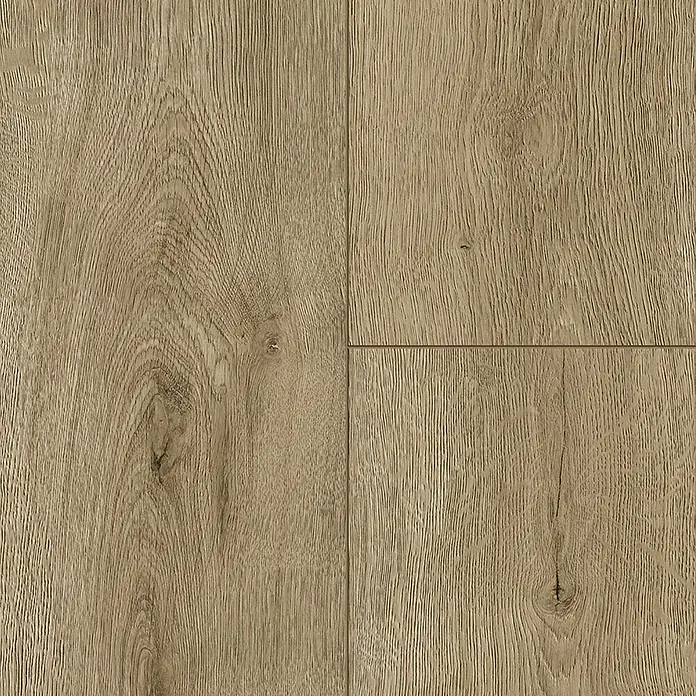 LOGOCLIC Designbodenmuster Element Flex Eiche Santia - 297 x 239 x 7 mm, Landhausdiele - Das Bild zeigt ein Detail von hellem Laminatboden mit einer realistischen Holzmaserung, ideal für moderne Wohnräume.