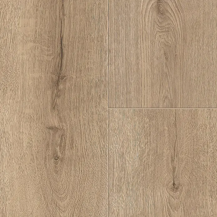 LOGOCLIC Designbodenmuster Element Flex Eiche Elbrusa - 297 x 239 x 7 mm, Landhausdiele - Nahaufnahme von Laminatboden in Holzoptik. Die Textur und Farbgebung sorgen für ein warmes, natürliches Aussehen im Raum.