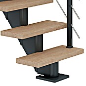 Dolle Mittelholmtreppe Frankfurt (Breite: 65 cm, Gerade, Anthrazitgrau, Farbe Stufen: Eiche Weiß, Geschosshöhe: 222 cm - 258 cm) | BAUHAUS