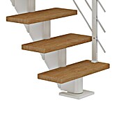 Dolle Mittelholmtreppe Frankfurt (Breite: 75 cm, Gerade, Verkehrsweiß, Farbe Stufen: Eiche Natur, Geschosshöhe: 240 cm - 279 cm) | BAUHAUS