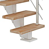 Dolle Mittelholmtreppe Frankfurt (Breite: 65 cm, Gerade, Verkehrsweiß, Farbe Stufen: Buche Natur, Geschosshöhe: 222 cm - 258 cm) | BAUHAUS