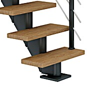 Dolle Mittelholmtreppe Frankfurt (Breite: 75 cm, Gerade, Anthrazitgrau, Farbe Stufen: Eiche Natur, Geschosshöhe: 222 cm - 258 cm) | BAUHAUS