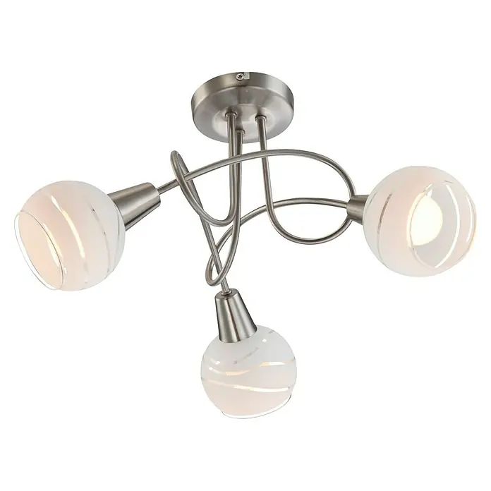 Globo Elliott Deckenstrahler - 12 W, Nickel matt, E14, 3 Stk. - Silberne Deckenleuchte mit drei Leuchten und eleganten, geschwungenen Armen.