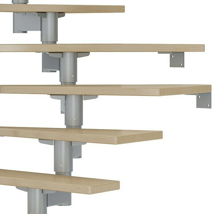 Dolle Mittelholmtreppe Cork (Breite: 79 cm, 1/2-gewendelt, Perlgrau, Farbe Stufen: Ahorn Natur, Geschosshöhe: 222 cm - 270 cm) | BAUHAUS