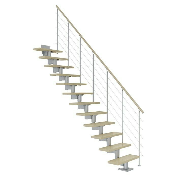 Dolle Mittelholmtreppe Cork (Breite: 75 cm, Gerade, Perlgrau, Farbe Stufen: Ahorn Natur, Geschosshöhe: 278 cm - 337 cm)