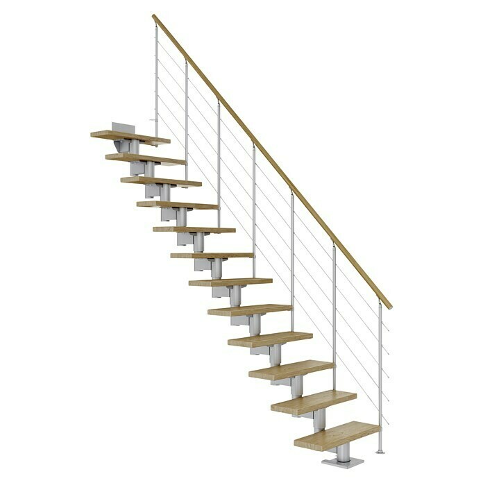 Dolle Mittelholmtreppe Cork (Breite: 75 cm, Gerade, Perlgrau, Farbe Stufen: Eiche Natur, Geschosshöhe: 259 cm - 315 cm)