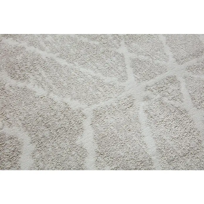 Alfombra de pelo corto Claudia Rombos - Crema, 60 x 110 cm, 100% poliéster - Primer plano de una alfombra con un diseño abstracto en tonos neutros, ideal para espacios habitables modernos y para destacar suelos.