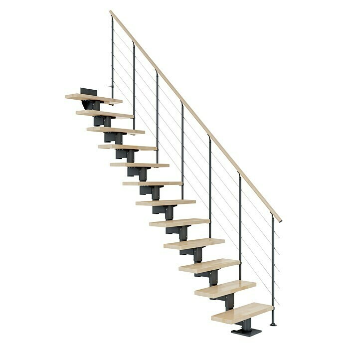 Dolle Mittelholmtreppe Cork (Breite: 75 cm, Gerade, Anthrazitgrau, Farbe Stufen: Buche Natur, Geschosshöhe: 259 cm - 315 cm)