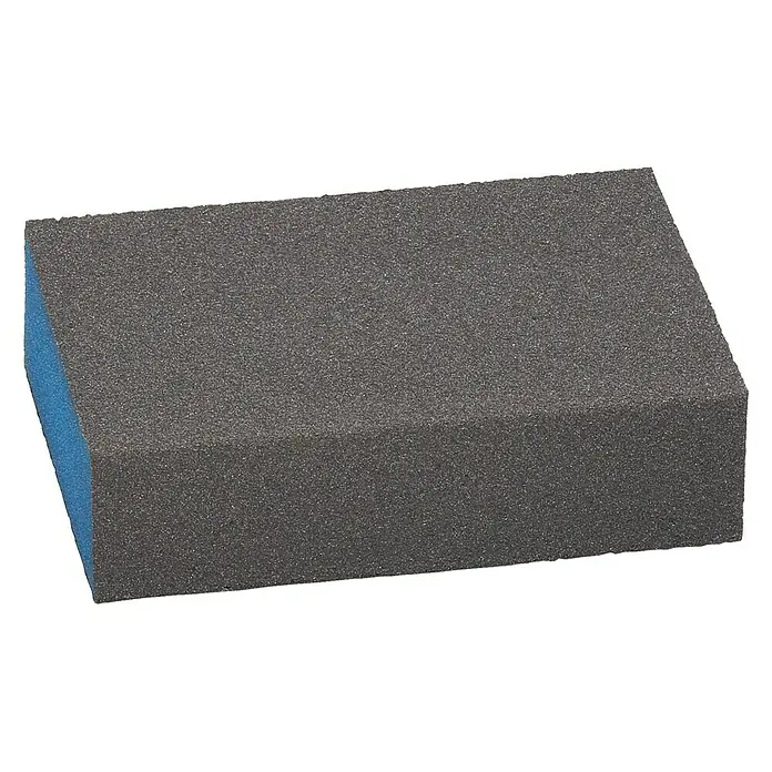 Bosch Esponja abrasiva Flat - L x An x Al: 97 x 69 x 26 mm, Medio - Taco de lijado con borde azul. Ideal para alisar superficies y lijar en lugares de difícil acceso.