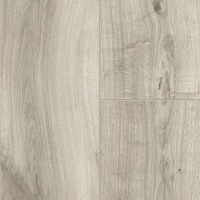 LOGOCLIC Designbodenmuster Element Flex Eiche Callida297 x 239 x 7 mm, Landhausdiele - Nahaufnahme eines Laminatbodens in hellen Holztönen, der die Textur und Maserung des Materials hervorhebt.