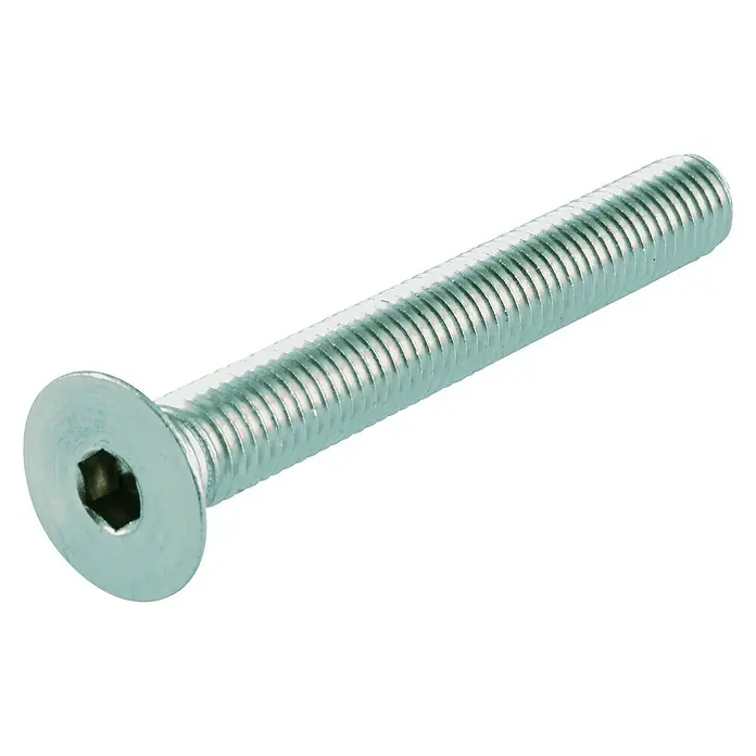 Senkkopfschraube - M 5, Länge: 20 mm, 12 Stk., Verzinkt, Innensechskant, 8.8 - Ein Flachkopfschraube mit Innensechskant aus Metall. Sie ist ideal für bündige Verbindungen.