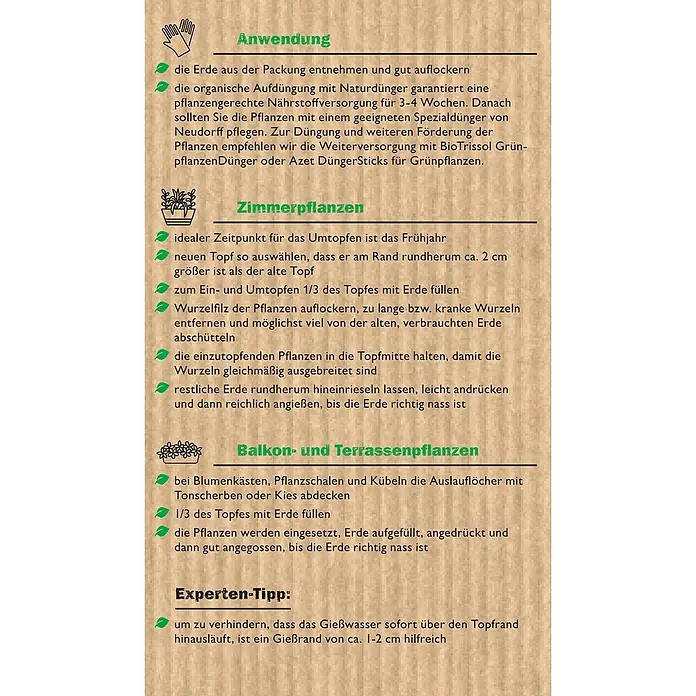 Neudorff NeudoHum Grünpflanzen- & Palmenerde - 3 l, Torffrei - Tipps zur Anwendung von Erde, Umtopfen von Zimmerpflanzen und Bepflanzung von Balkon- und Terrassenpflanzen.