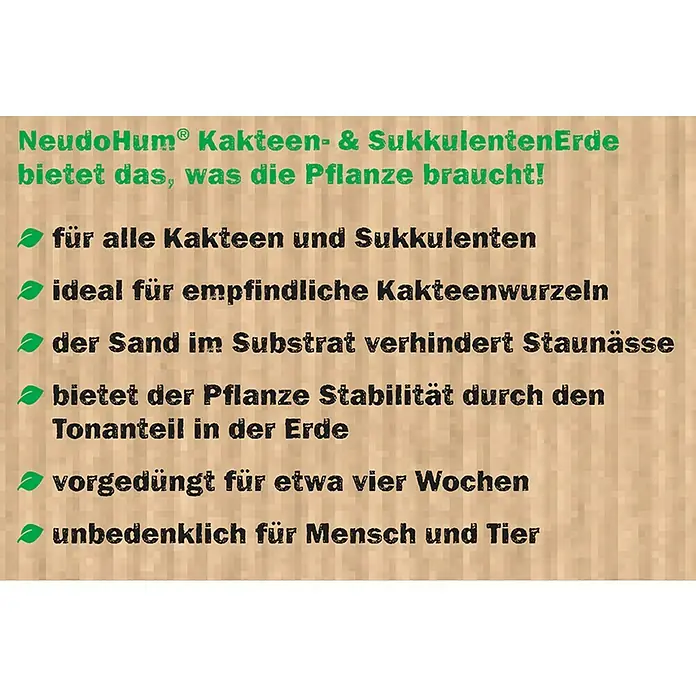 Neudorff NeudoHum Kakteenerde - 3 l, Torffrei - NeudoHum® Kakteen- & Sukkulentenerde bietet alles, was Kakteen und Sukkulenten zum gesunden Wachstum benötigen.