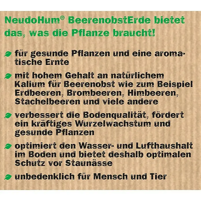 Neudorff NeudoHum Obst- & Beerenerde - 20 l - NeudoHum® BeerenobstErde bietet alles, was Pflanzen brauchen: gesunde Pflanzen, aromatische Ernte, hohem Kaliumgehalt und verbessert Bodenqualität.