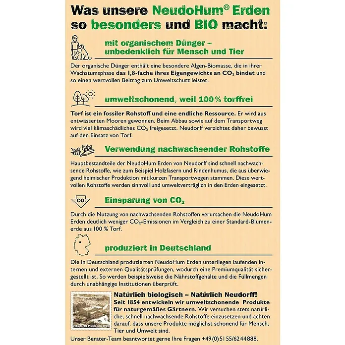 Neudorff NeudoHum Blumenerde - 10 l, Torffrei - Informationen zu NeudoHum® Erden: Bio-Bodenverbesserer mit organischem Dünger, torffrei, hergestellt in Deutschland.
