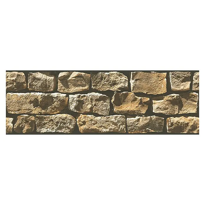 A.S. Création Only Borders 11 Tapetenborte Naturstein - 5 m x 17 cm x 5 cm, Kunststoff, Natursteinbraun - Naturstein-Wandverkleidung mit warmen Brauntönen, die eine rustikale und einladende Atmosphäre schafft. Perfekt für Akzentwände oder Kamine.