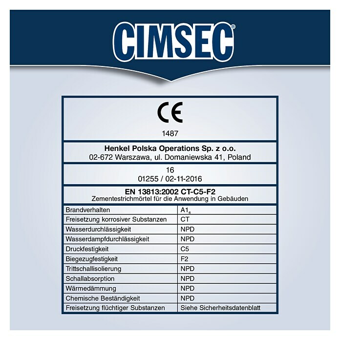 Cimsec Ausgleichsmörtel Schnell Plus (5 kg, Schichtdicke: 0 - 30 mm)