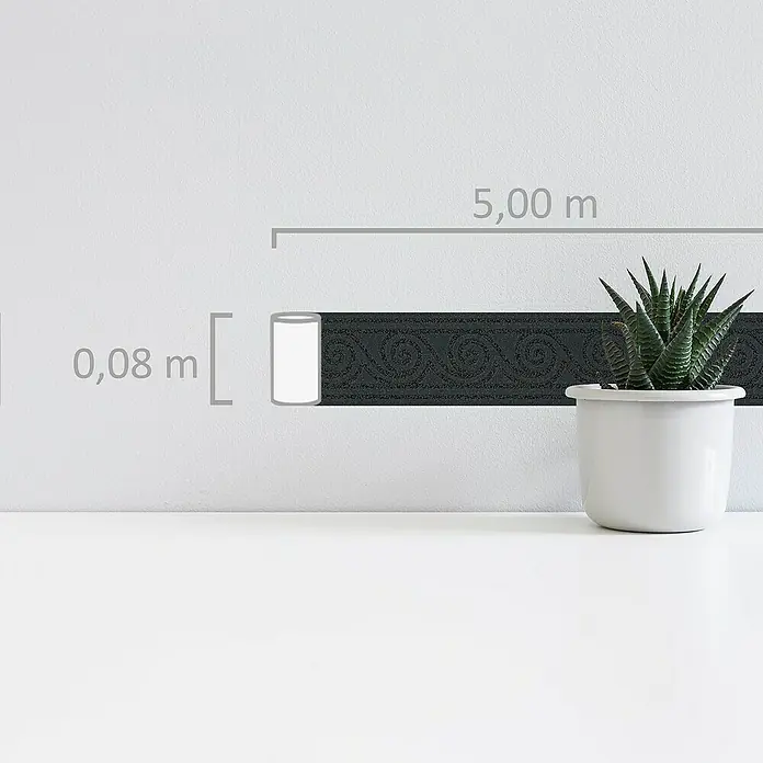 A.S. Création Only Borders 11 Tapetenborte Wellen - Schwarz, 5 x 0,08 m, Vlies - Dekorative Bordüre mit einem stilvollen Design und den Maßen 0,08 m x 5,00 m zur individuellen Wandgestaltung in Ihrem Zuhause.