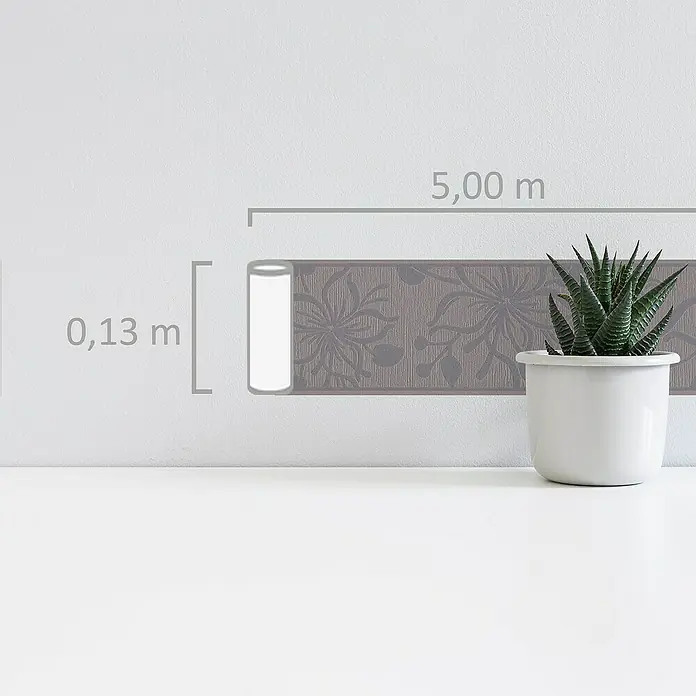 A.S. Création Only Borders 11 Tapetenborte Blume - Braun/Grau, 5 x 0,13 m, Selbstklebefolie - Tapetenbordüre in Grau mit floralem Muster. Dekoratives Bordüren-Design für stilvolle Wandgestaltung mit eleganten Akzenten.