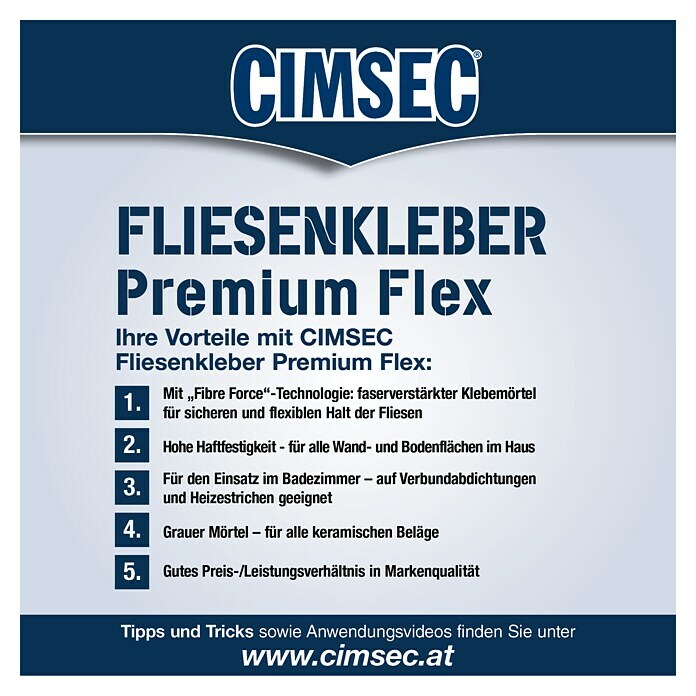 Cimsec Fliesenkleber Premium Flex (20 kg)