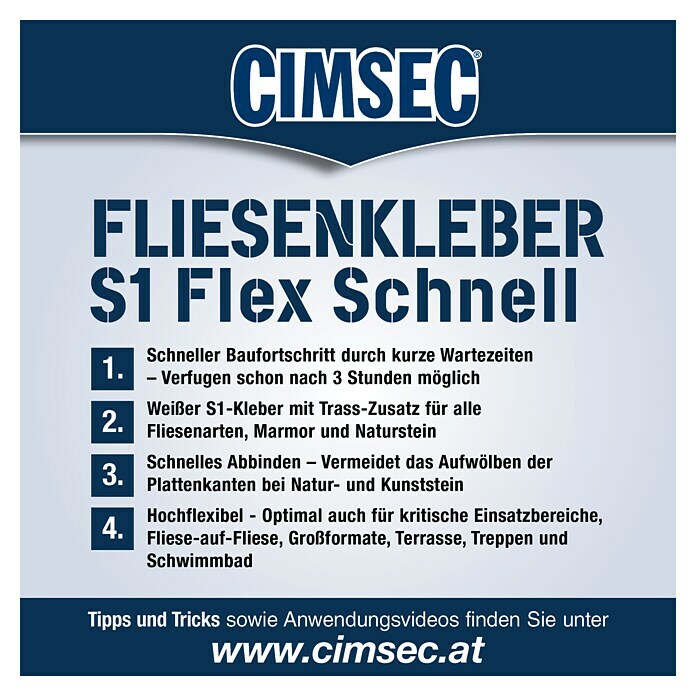 Cimsec Fliesenkleber S1 Flex Schnell (5 kg)