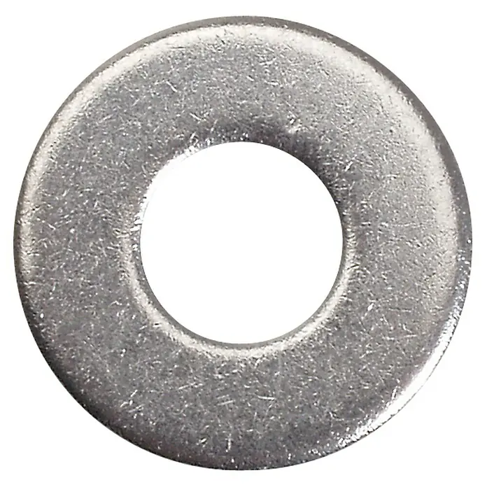 Marinetech Karosseriescheibe - Innendurchmesser: 8,4 mm, Außendurchmesser: 40 mm, Edelstahl, A4 - Nahaufnahme einer metallischen Unterlegscheibe mit einem Loch in der Mitte, ideal für mechanische Anwendungen.