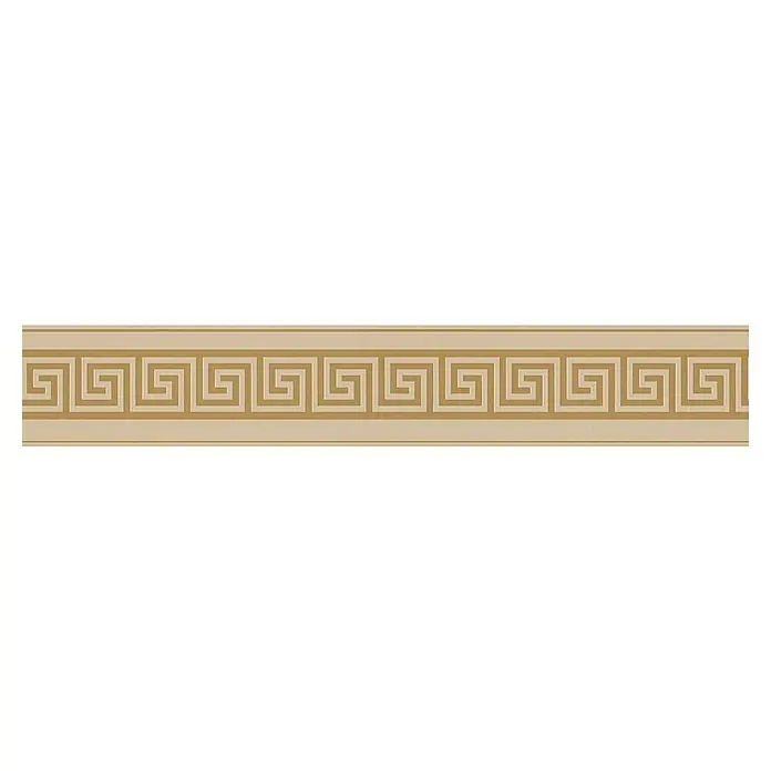 A.S. Création Only Borders 11 Tapetenborte Mäander - Braun/Gold, 5 x 0,1 m, Vlies - Bordüre mit einem geometrischen griechischen Mäandermuster in Beige- und Goldtönen, ideal für eine elegante Raumgestaltung.