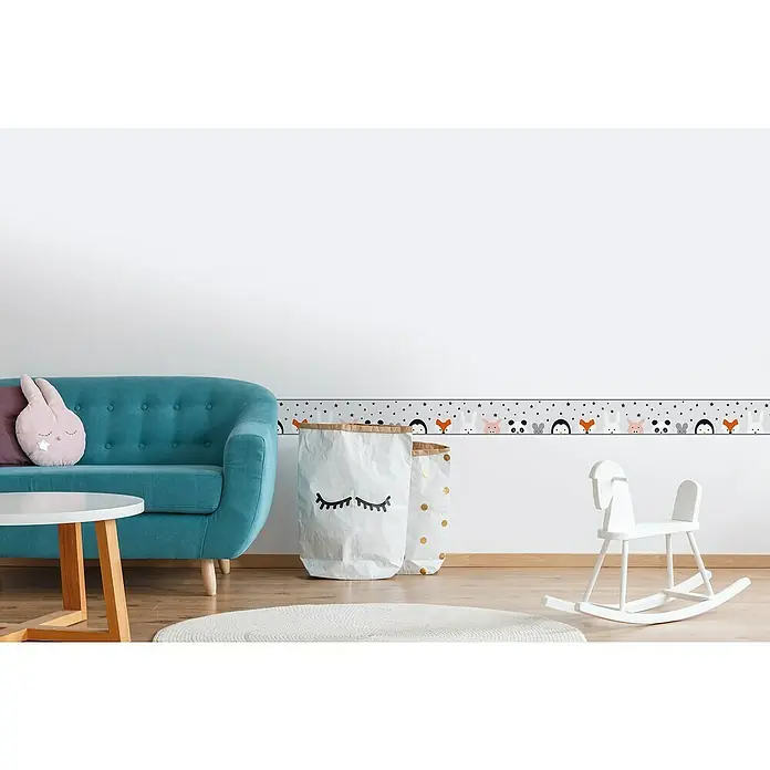 A.S. Création Lovely Kids Tapetenborte - Kunststoff, Tiere - Ein Kinderzimmer mit einer verspielten Bordüre mit Tiermotiven, die eine fröhliche Atmosphäre schafft. Ideal für kreative Wandgestaltung.