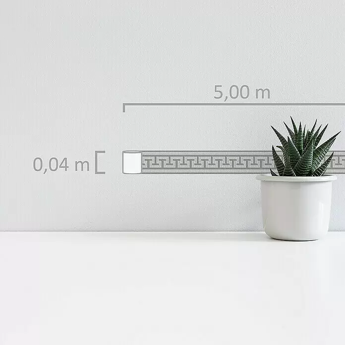 A.S. Création Only Borders 11 Tapetenborte MäanderGrau/Silber, 5 x 0,04 m, Selbstklebefolie