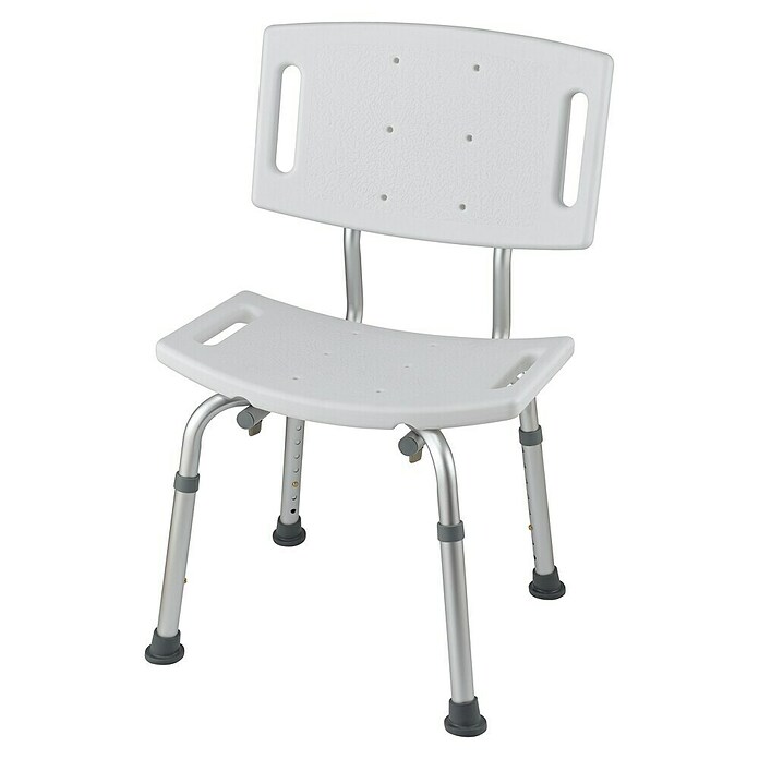 careosan Taburete para el baño (Carga soportada: 110 kg, Blanco/Plateado)