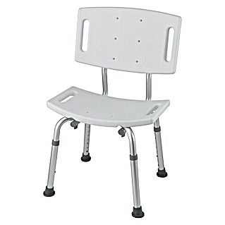 careosan Badezimmer-Stuhl (75 cm - 92 cm, Belastbarkeit: 110 kg, Weiß/Silber)
