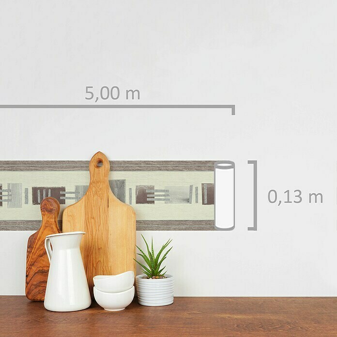 AS Creation Only Borders 11 Tapetenborte Grafik (Grau/Braun, 5 x 0,13 m, Selbstklebefolie) | BAUHAUS