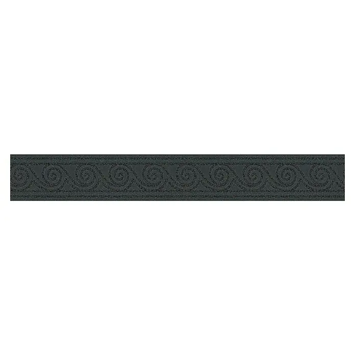 A.S. Création Only Borders 11 Tapetenborte Wellen - Schwarz, 5 x 0,08 m, Vlies - Schwarzer Bordürenteppich mit einem Muster aus eleganten Spiralen. Er verleiht jedem Raum einen Hauch von Stil und Raffinesse.