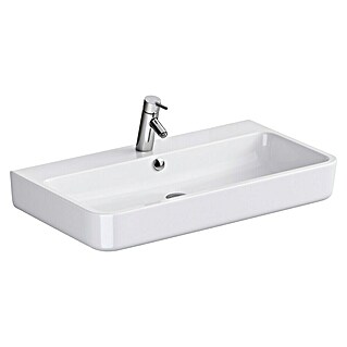 Camargue San Francisco Lavabo (80,5 x 45 cm, Sin esmalte especial, Orificios para grifo: Medio, Con desbordamiento, Blanco)