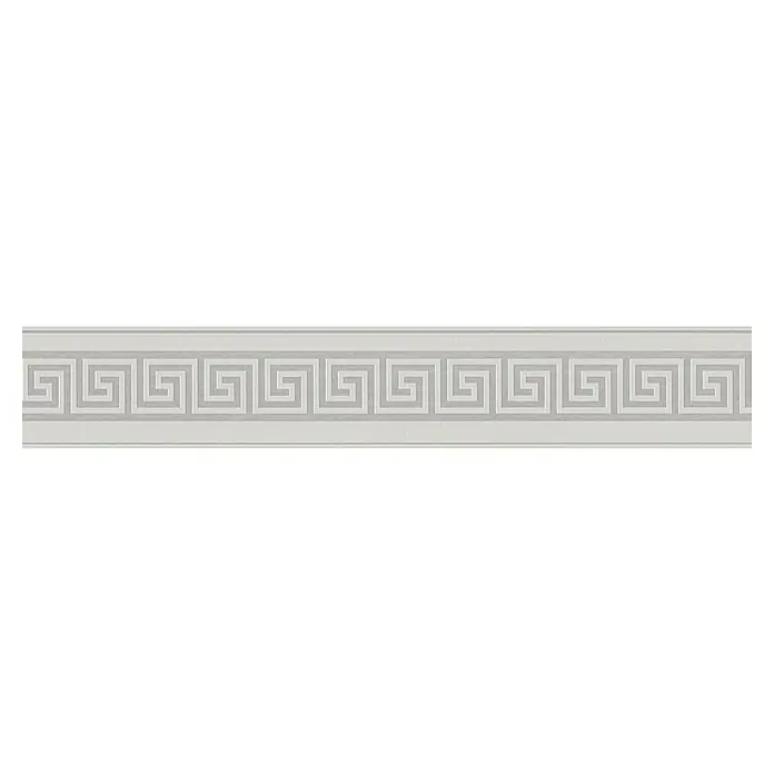 A.S. Création Only Borders 11 Tapetenborte Mäander - Grau/Silber, 5 x 0,1 m, Vlies - Stuckbordüre mit einem klassischen Mäandermuster in neutralen Farbtönen, ideal zur dekorativen Wandgestaltung und Raumaufwertung.