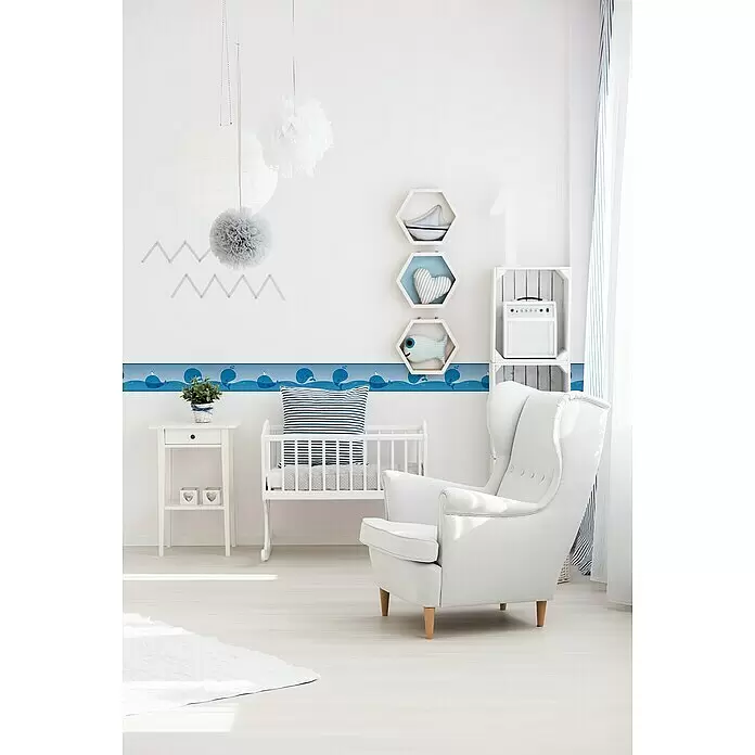 A.S. Création Lovely Kids Tapetenborte - Wal, 5 x 0,15 m, Selbstklebefolie - Stimmungsaufnahme