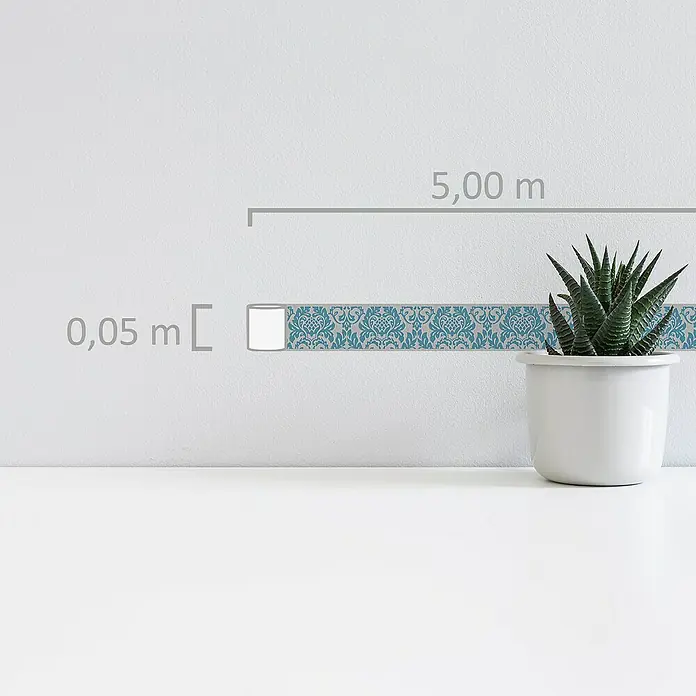 A.S. Création Only Borders 11 Tapetenborte Ornament - Kunststoff, Blau - Dekorative Bordüre mit blauem floralem Muster, ideal zum Verschönern von Wohnräumen. Rolle mit 5 m Länge und 0,05 m Breite.