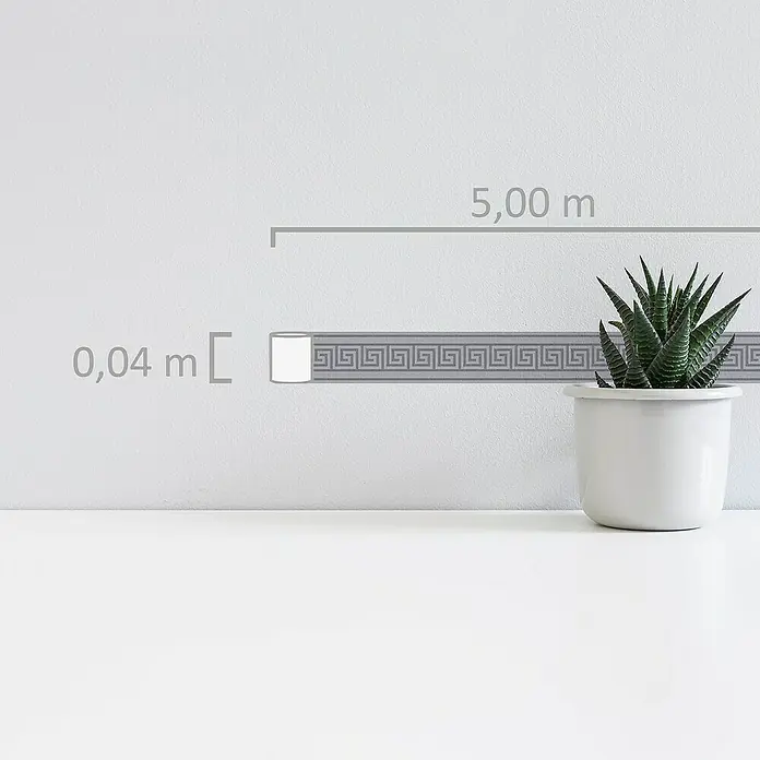 A.S. Création Only Borders 11 Tapetenborte Mäander - Kunststoff, Grau - Dekorative Bordüre mit einem griechischen Mäandermuster, ideal für die stilvolle Gestaltung von Wohnräumen. Länge: 5,00m, Höhe: 0,04m.